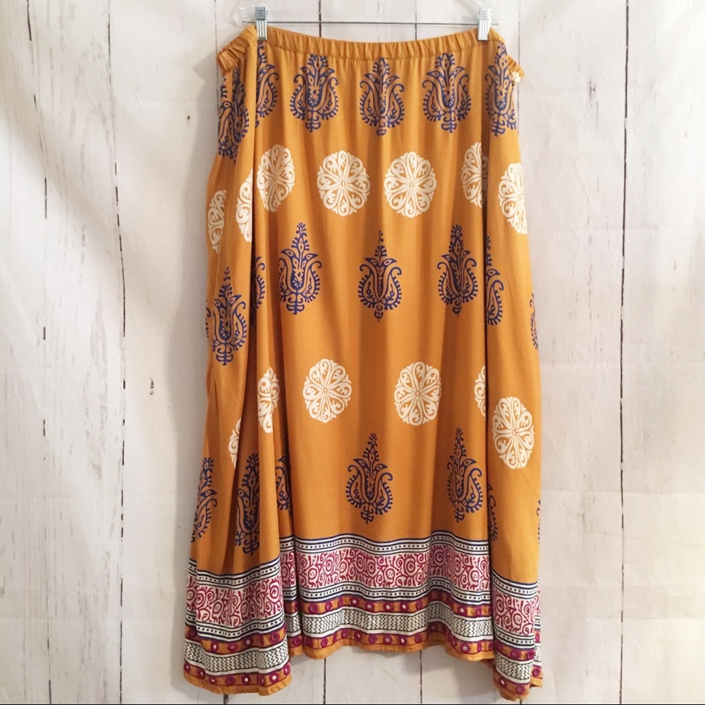 Soft Surroundings Boho Embellished Maxi Skirt 3X